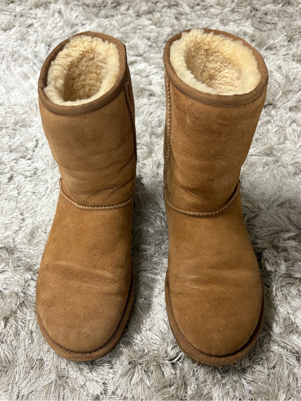 UGG Women's Chestnut Shearling-Lined Suede Mid-Calf Boots sz7